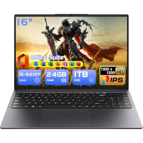 Image of i5 Gaming Laptop,16" Laptop Computer 24GB RAM 1TB SSD, Win 11 pro Notebook PC, Office Suite,1920 x 1200 FHD 16:10, with BT5.0 Wi-Fi, 3xUSB A, HDMI, RJ45, Backlit Keyboard, (24GB RAM,1TB SSD)