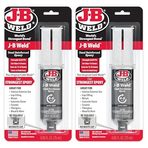 Image of J-B Weld Original Steel Reinforced Epoxy Syringe, High Strength, 2 Pack, Dark Grey, 50165-2
