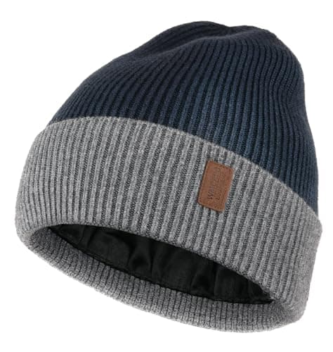 Image of Wmcaps Beanie for Men, Stretchy Soft Cuffed Wooly Beanie with Thick Warm Lining, Unisex Classic Winter Hat, Gifts for Women/Men/Her/Him/Dad (Tie-dye Light Grey)
