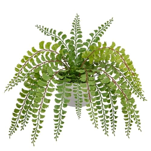 Image of Arborus 16. 5" Large Artificial Plant in Pots 7.8" Tall Artificial Fern Green Potted Plant Faux House Plant for Indoor Home Windowsill Office Living Room Desk Table Decoration