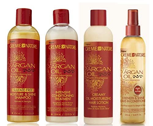 Image of Crème Of Nature Argan Oil from Morocco (4 SET BUNDLE) - Shampoo + Conditioner + Leave-in Conditioner + Oil Moisturizing Hair Lotion