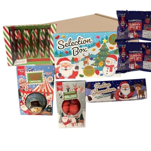 Image of Kids Christmas Eve Gift Hamper Box – Chocolate & Sweets Selection with Candy Canes, Sweets, Hot Chocolate Bomb. reindeer Mallows. Chocolates- Mega Xmas Gifts hamper for Boys Girls