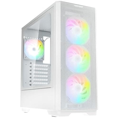 Image of Kolink Unity Solar ARGB Mesh Mid Tower PC Case – High Airflow Design, 4×120mm ARGB Fans, E-ATX Support, Tempered Glass Half Door, GPU Clearance up to 400mm – White