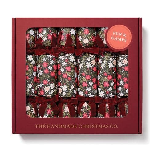 Image of 6 Luxury Christmas Crackers - Hand Finished in London - Midwinter Bloom by Handmade Christmas Co - Choose Contents from Games, Candles, Seedballs or Cocktails (Fun & Games)