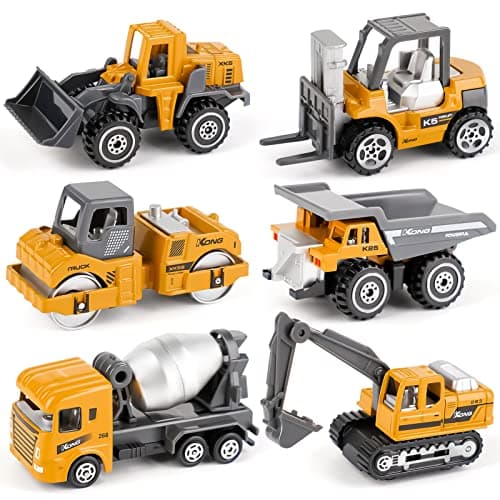 Image of Dreamon Kid Diecast Metal Cars Engineering Vehicles Set,Construction Toys for Boys 3 Year Olds Sand Pit Play (6pcs Set)
