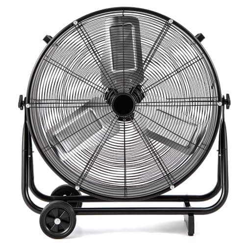 Image of TANGZON 24" Industrial High Velocity Drum Fan, 360° Tilting Cooling Fan with 3 Speeds, Wheels & Handles, Portable Floor Standing Fans for Home Office Gym Garage Warehouse, 230W Max Power (Black)