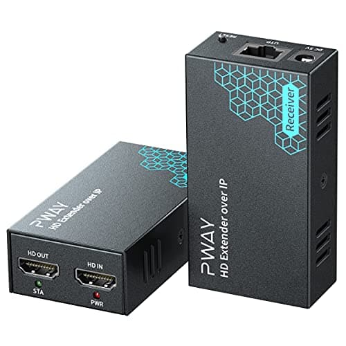 Image of PWAY PW-DT243 HDMI Extender over IP 150m/492ft 150m Transmission via Cat5e/6/7/8 Network Cable Support Local Loopout and 1 to Multiple Transmission Through the Gigabit Network Switch