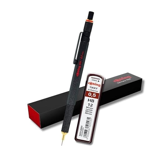 Image of rOtring 800 Mechanical Pencil 0.5mm 1904447 - Black with extra Tikky Lead Refills, HB - 0.5mm
