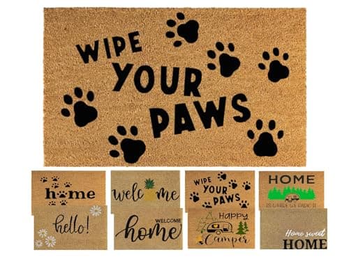 Image of MYPURECORE Coir Door Mat (60x40cm) - Non-Slip & Absorbent, Indoor/Outdoor, Eco-Friendly - Ideal as Front Door, Entrance, Floor, Welcome Mat - Large Size, Dirt Trapper, Washable (WIPE PAWS)