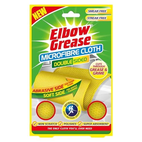 Image of Elbow Grease Double Sided Microfibre Cleaning & Polishing Cloth - 2 in 1 Antibacterial, Non Scratch, Cuts Through Grease & Grime | Cleans & Polishes (1 Cloth Pack)