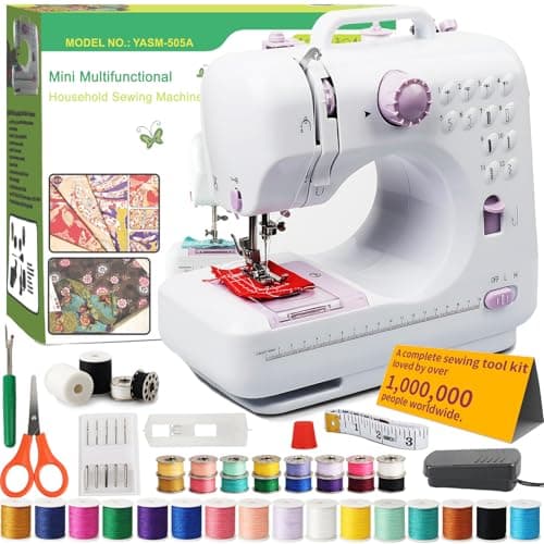 Image of BRICH mini sewing machine - 12-Stitch Electronic Sewing Machine for Beginners | Compact Design with Double-Line, Two-Speed & Reverse Stitch | Includes UK Plug for Effortless Home Crafting