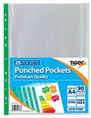 Image of Tiger A4 Punched Pockets- 90 Micron Premiumx25 (301336 )