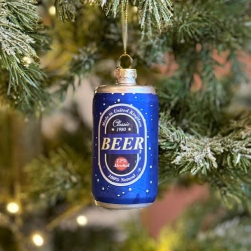 Image of Food or Drink Glass Christmas Bauble (Beer Can 9.5x4.5x4.5cm)