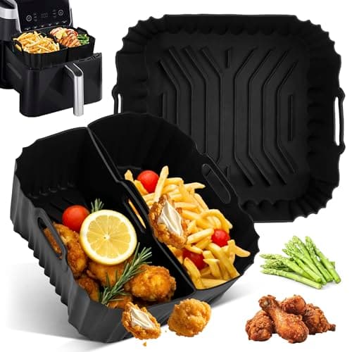 Image of Pietuley 3Pcs Silicone Air Fryer Liners for Hot Air Fryer 19-23 cm, Airfryer Accessories for Tefal Easy Fry Max 5L, Ninja AF180UK Max Pro 6.2L,Russell Hobbs 8L,Cosori TurboBlaze 6L,Philips 6.2L NA230