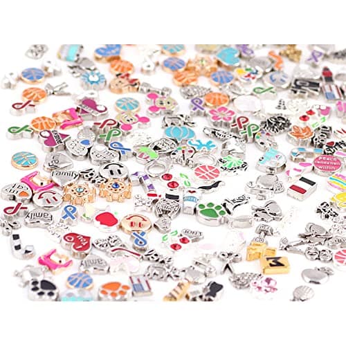 Image of Miraclekoo 100 Pcs Floating Charms Assorted Mix DIY for Floating Lockets Glass Living Memory Lockets