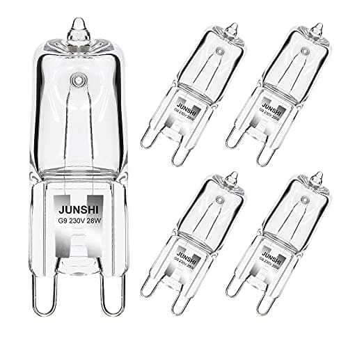Image of JUNSHI 5-PACK G9 Halogen Bulbs 28W 230V 370Lm 2800K Warm White Dimmable