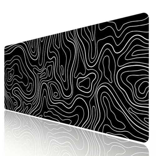 Image of HGWALP Large Gaming TOPO Mouse Pad Black and White Topographic Mouse Pad with Anti-Slip Rubber Base, Extended XXL Long Keyboard Pad Big Mouse Pads for Desk,31.5 X 11.8 Inch