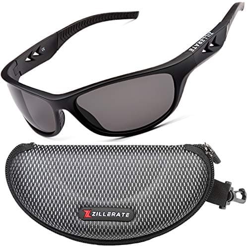 Image of ZILLERATE Polarised Sunglasses for Men & Women, Polarized Sports Sun Glasses, Fishing Golf Running Driving Cycling Bike Sailing Skiing, UV400 Protection Safety Lenses, Wrap Around Men's Shades, Black