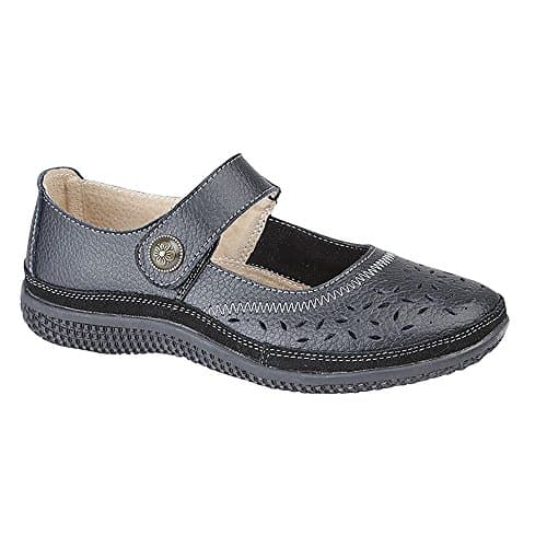 Image of Boulevard Womens Ladies X Wide EEE Fit Leather Strap Shoes Black Size 7