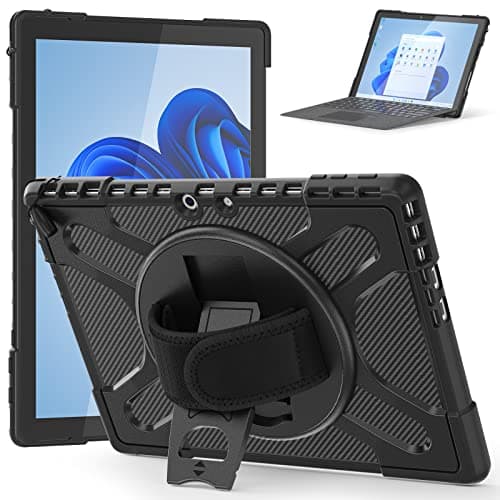 Image of Gerutek for Microsoft Surface Pro 11/10 /9 Case 13 inch, Surface 11 Cover Shockproof with [360 Rotating Stand and Hand strap][installable keyboard] Rugged Case for Microsoft Pro 11,Black