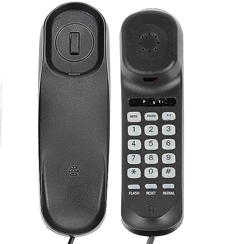 Image of Corded House Phones Landline, Wall Mountable Or Desk Landline Telephone, Dial Pad on Base unit Home Phone, Landline Phones Last Number Redial, Pause, Flash for Office, Hotel, Home, Bathroom -Black