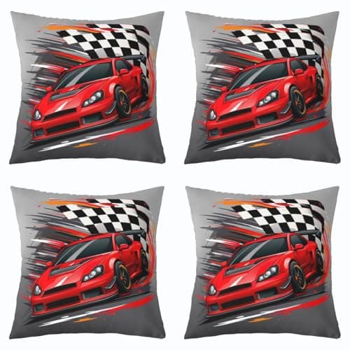 Image of Homewish Set of 4 Cartoon Flying Wild Duck Throw Pillow Covers 16x16 Inch, Realistic Green Countryside Pond Pillow Covers, Natural Scenery Cushion Covers, Mallard Printed Decorative Pillow Covers