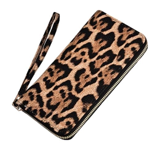 Image of ZUIMEIHQH Leopard Print Purse, Ladies Wallet Purses Credit Card Holder Wallet, Leopard Print Wallets Purses for Women Men
