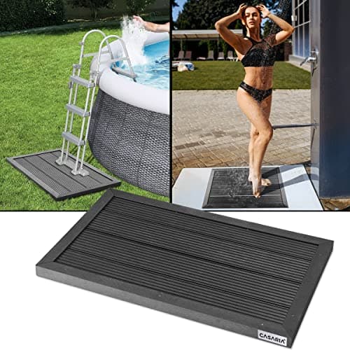 Image of CASARIA® WPC Floor Mat Element for Garden Solar Shower | 101x63x5.5cm | Weather Resistant Anti-Slip Surface | Stabilising Foot Pads | Pool Ladder Base Plate | 300kg Capacity | Anthracite