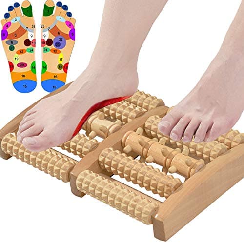 Image of ALINK Dual Foot Massager Roller, Relieve Plantar Fasciitis, Heel, Aches and Pains, Wooden Acupressure Massage Tool Upgraded Large-Size