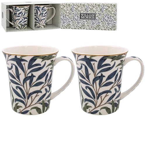 Image of Lesser & Pavey British Designed Willow Bough Coffee Mug | Ceramic Coffee Mugs for Home or Work | Large Mugs for Hot Drinks | Set of 2 Tea and Coffee Cups - William Morris