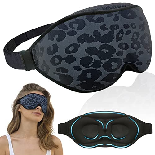 Image of Fashion Sleep Mask, Sleeping Mask for Women, 100% Blackout Eye Mask, Soft Covering Strong Light, Suitable for Travel/Yoga/Nap (Leopard Print)
