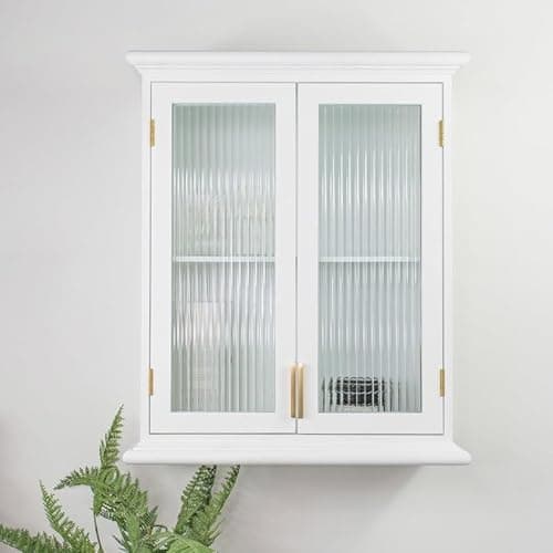Image of Melody Maison White Reeded Glass Wall Cabinet
