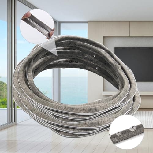 Image of Soezy 16 Ft (5m) 196 Inch Sliding sash Windows Doors Tape Pile Draught excluder Brush Seal Strip weatherstrip 5mm x 12mm (3/16 1/2 Inch, Gray)