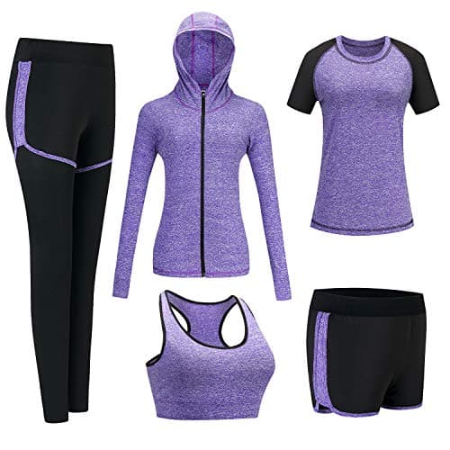 Image of ODWTMRK Gym Sets for Women Tracksuit Womens Full Set Joggers Running Exercise Workout Yoga Outfits Activewear Sets Sportswear(Purple,XL)