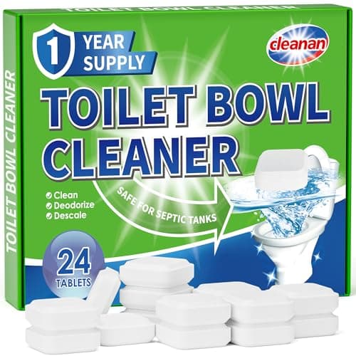 Image of Toilet Bowl Cleaner Tablets, Leaves Bowl Sanitary, Freshens, Deodorizes, Descales & Repels Tough Stains, Helps Prevent Limescale Buildup, Safe for Septic Tanks, 24 Pack 1 Year Supply