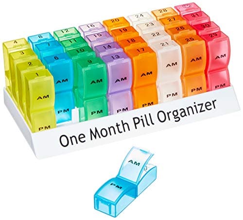 Image of 1 Month Pill Dispenser Tablet Box Organiser 2 Clearly Marked Compartments per Day, AM and PM for those who take many Tablets Every Day Easy Medication Management and Organisation Ideal for Travel