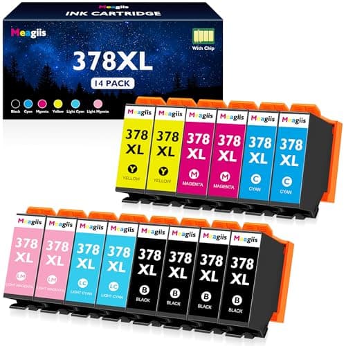 Image of Meagiis 378XL Ink Cartridges Compatible for Epson 378 XL Ink Cartridges Multipack Compatible for Epson Expression Photo XP-8700 XP-8000 XP-8500 XP-8505 XP-8600 XP-8605 XP-15000 XP-8005 (14 Packs)