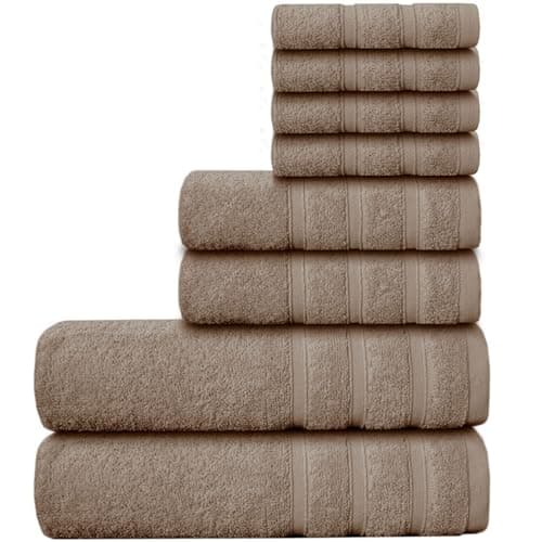 Image of Casabella Luxury 100% Egyptian Cotton Towel Bale - 8 Pieces - 550 Gsm Xlarge Sizes_Beige_8 Pieces Set