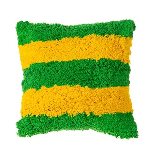 Image of Sass & Belle Tufted Stripe Cushion Green And Yellow