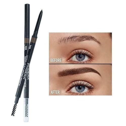 Image of PHOERA Ultra Slim Eyebrow Liner Pencil With Brow Brush AQUAPURITY Fill & Sculpt Eyebrow Definer Natural Looking Brows Long Lasting (103 DARK BROWN)