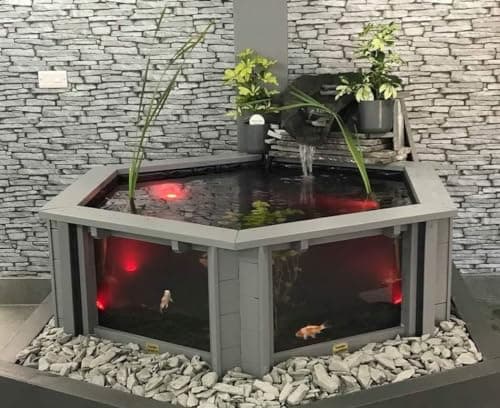 Image of Lily Clear View Garden Aquarium Light Grey - Raised Hexagon Pond