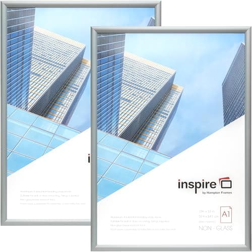 Image of Inspire by Hampton SNAP A1 (59x84cm) Silver Snap Frame Pack of 2 Acrylic (Non Glass) Front IBH-SNAPA1S-2PK