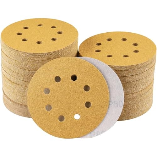 Image of Sruhrak 100 Pcs 125mm Sanding Discs, 80 Grit Nylon Adhesive Sanding Pads 5 Inch 8 Hole Hook and Loop Sanding Disc for Orbital Sander