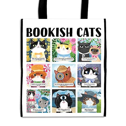 Image of Galison Mudpuppy Bookish Cats Reusable Shopping Bag