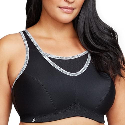 Image of Glamorise No-Bounce Camisole Sports Wirefree Bra 1066 (Women's & Women's Plus) Black