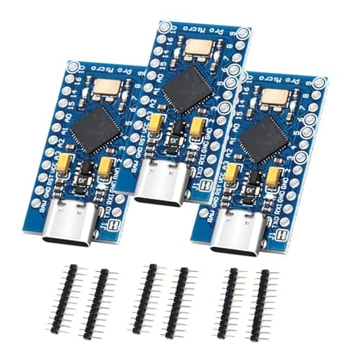 Image of Pro Micro with 32u4 Chip Development Board Binghe 3 Pcs Pro Micro 5V/16MHz Microcontroller Development Board with Built-in USB Updater Type-C Interface Compatible with Arduino IDE