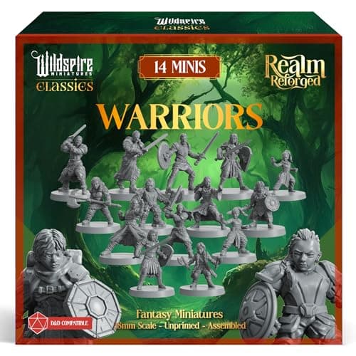 Image of Warriors Class Set - Barbarians, Fighters, Monks - Characters, NPC for DND Miniatures Bulk I 28mm Dungeon Dragons D&D Miniatures I DND Minis D&D Figures I Pathfinder, Daggerheart, Realm Reforged