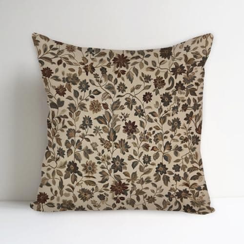 Image of SUNFYCN William Morris Vintage Velvet Pillowcase Abstract Floral Pattern Home Decor Art Deco Cushion Cover for Bed, Sofa, Living Room, Square Pillowcase 18 by 18 Inches