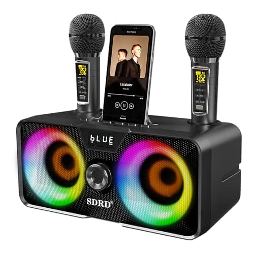 Image of Karaoke Machine for Adults and Kids with 2 UHF Wireless Microphones,Portable Bluetooth Speaker PA Speaker System with LED Party Lights for Home Party, Picnic,Car,Outdoor/Indoor/Birthday Gifts
