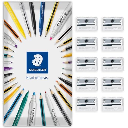 Image of STAEDTLER Metal Pencil Sharpener - 510 10 - Pack of 10 Sharpeners in Envelope Gift Packaging (Single Hole)